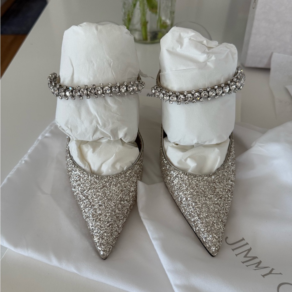 Jimmy Choo Sparkling Silver Heels